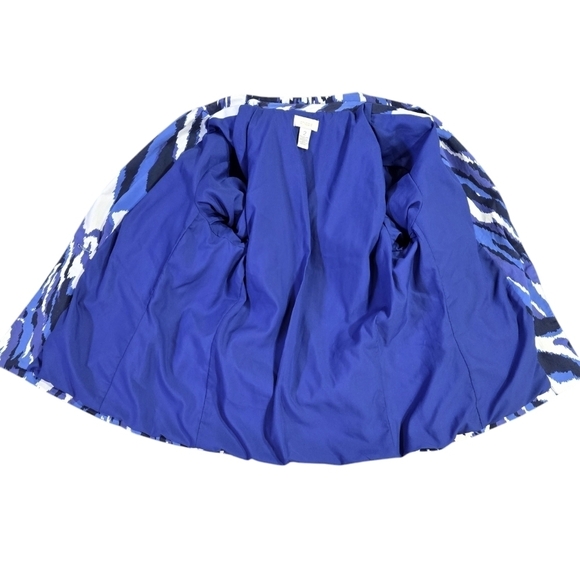 Chico's White Blue Abstract Animal Geo Blazer One Button Business Casual - Picture 8 of 10